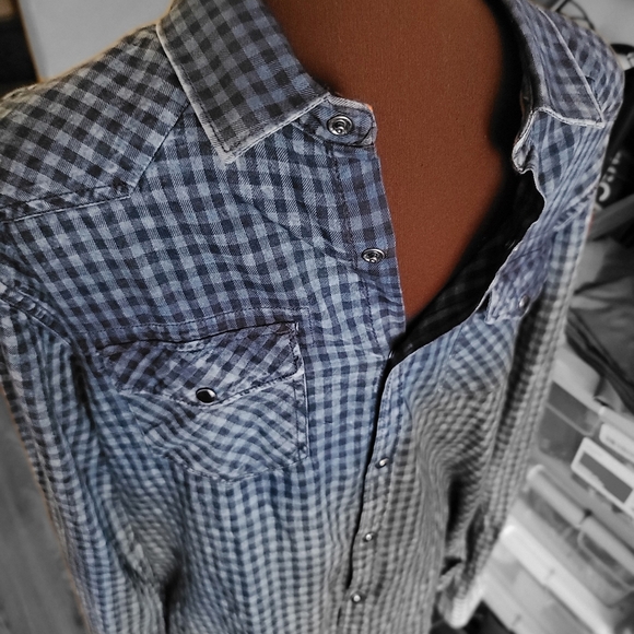 NWT NOIZE AMSTRDM Indigo Check Shirt - Picture 1 of 8